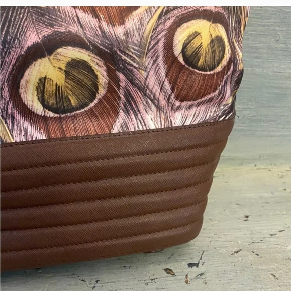 SHARIF LARGE PURSE PEACOCK  FEATHER PRINT - Picture 4 of 9